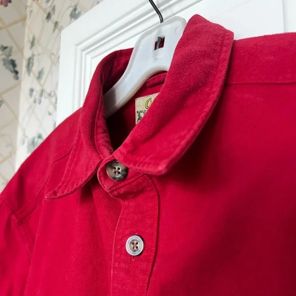 CLEARANCE Men’s Large Red Cabela’s Chamois Button Down Shirt - Picture 6 of 9